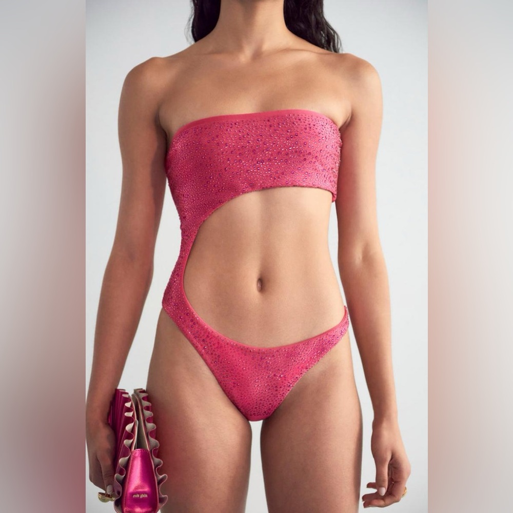 Cult Gaia Bisa One Piece Swimsuit in Dragonfruit NEW